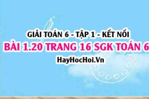 Giải bài 1.20 trang 16 Toán 6 Tập 1 SGK Kết nối tri thức: Phép cộng số tự nhiên